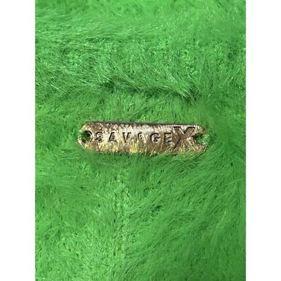 Savage X Fenty Fuzzy Green Long Sleeve Jumpsuit Bodysuit Small Cozy Plush - Picture 3 of 7